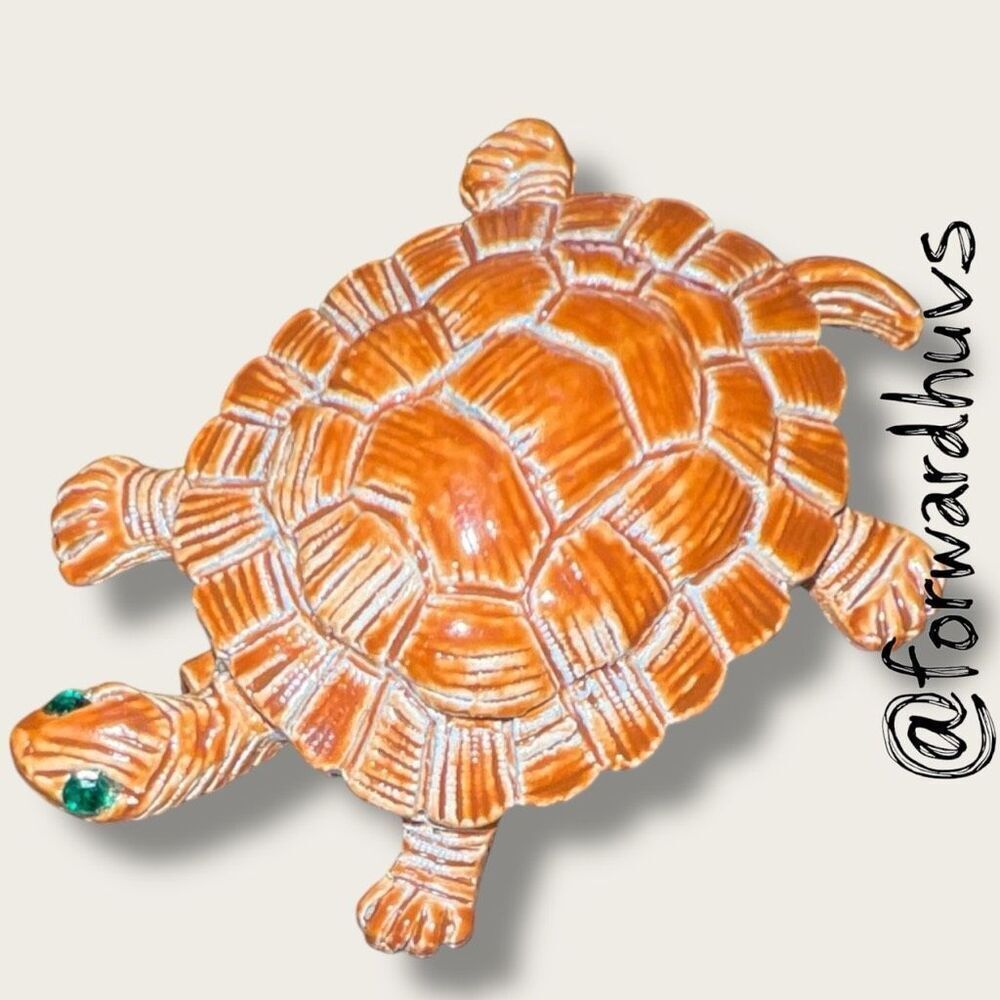 Vintage Gerry’s Turtle Brooch – Green Rhinestone Eyes